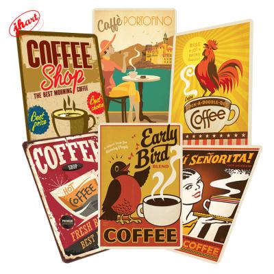 China Europe 2020 Hot Selling 20x30CM Metal Cafe Wall Sign Cafe Advertising Tin Signs Customized Cheap Decorative Authent for sale