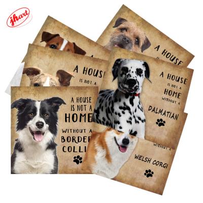 China Europe Dogs Metal Plate Tin Signs Vintage Painting Animal Wall Decor Funny Metal Posters Customized Dog Sign (30x30cm) for sale