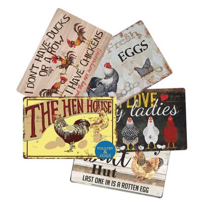 China Custom FRAM CHICKEN FRESH EGGS Europe Metal Sign Tin Sign Vintage Wall Decoration Home Metal Plaque Sign for sale