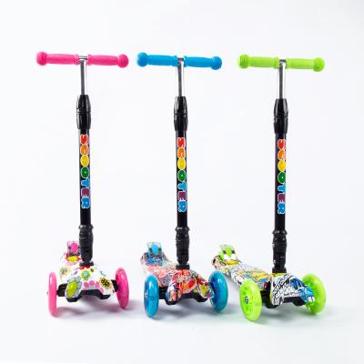 China New Design PU Mini Graffiti Baby Scooter Four Wheel Aluminum Bar Kids Scooter for sale