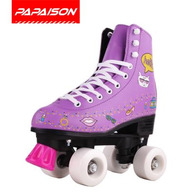 China PP Leather + Quad Toe Blast +PU Small Size New Pattern Skates PVC PU 4 Wheels Roller Skates Hot Sale for sale