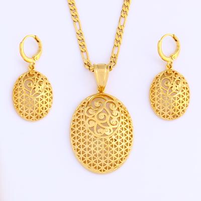 China Charming JH Charming Shape Earring & Regular Oval Pendant & Necklace African / Ethiopian Jewelry Set for sale