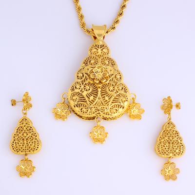 China 2018 Luxurious Ethiopia Jewelry Of Europe New Arrival Biggest Jewelry Set Pendant And Earring For Wedding for sale