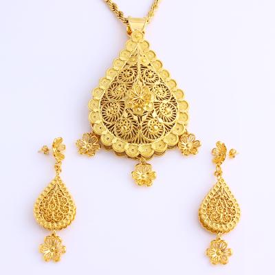 China Europe JH fashion big water shape with some hanging small flower and earring jewelry set for sale