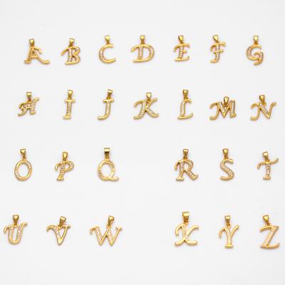 China Wholesale Female Charm Jewelry English Letter Pendant , 26 Alphabet 18K Gold Pendant for sale