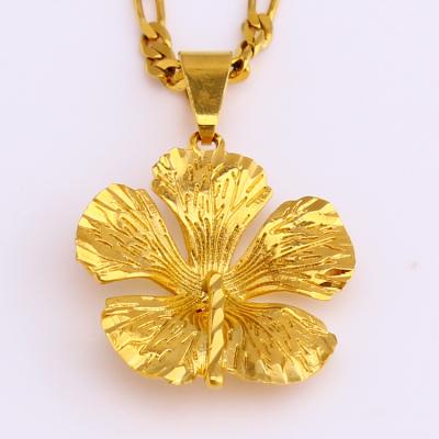 China Beautiful Fashionable JH Gold Plated Tobago Flower Pendant With 60cm Necklace Popularity Jewelry for sale