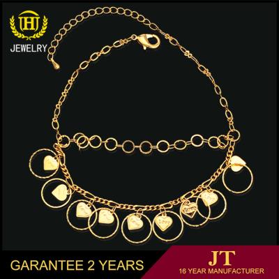 China Lucky Anklets Gold PlatedJewelry Brass Anklets Design For Girls for sale