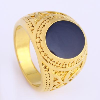 China New Arrival Fashion JH Men's Ring Dripping Oil Black Copper Gold Plated Brass Men's Jewelry for sale