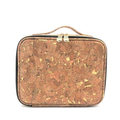 China Large Capacity High Quality Fashion Cork Leather Bag Eco-friendly Portable Packaging Makeup Bag For Ladies for sale