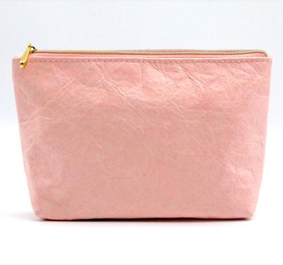 China Promotional Dupont Tyvek Gift Dupont Tyvek Makeup Bag Pink Gauze Square Sustainable Paper Shape Eco-friendly Cosmetic Bag Tear-Resistant Dupont Tyvek Cosmetic Bag for sale