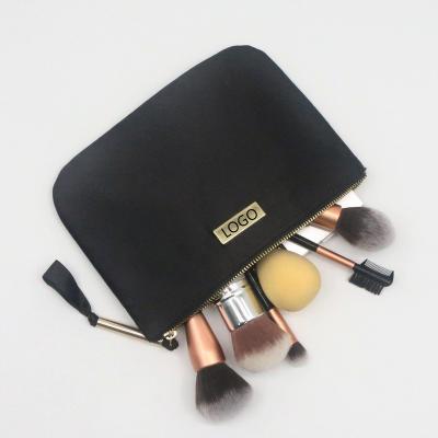 China Fashionable Popular Nylon Cosmetic Pouch Classic Square Shape Makeup Pouch Black Nylon Unisex Washable Bag for sale