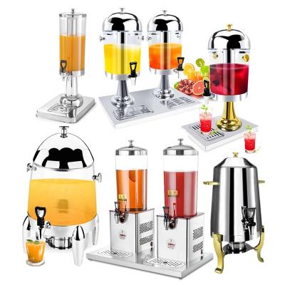 China Gold color Buffet Simple Style Plastic Catering Soda Beverage 3 Tank Juice Drinking Dispenser for sale