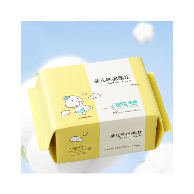 China Nonwoven Skin-Friendly Handkerchief Kid Safe Baby Cleansing Facial Dry Soft Pure Cotton Cloth Face Towel for sale