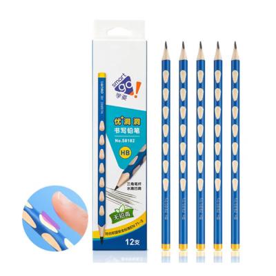 China Attention Position 12 HB Pencils With Orthopedic Pencils And Triangular Rod Easy To Grasp Children Students Writing Pens for sale