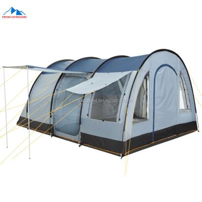 China Outdoor Travel Hiking Camping 4 Person 3 Rooms Family Large Luxury Camping Tunnel Tent for sale