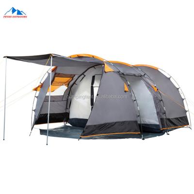 China Outdoor Travel Hiking Camping 4 Person 2 Rooms PU3000 Camping Tunnel Tent for sale