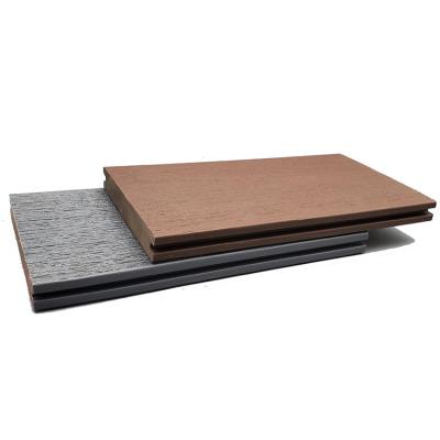 China Modern WPC Flooring 3D Waterproof Composite Deck Panel 140mmx20mm Solid Exterior Plastic Wood Panel for sale