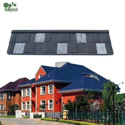 China Modern Africa Best Selling Roof Tiles Black White Color Stone Coated Metal Steel Roofing Tiles For House à venda