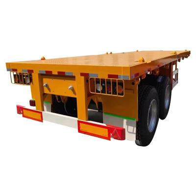 China Flatbed trailer goosneckflatbed trailer 3 per 35ft axl flatbed container truck trailer for sale