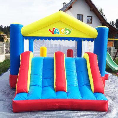 China Waterproof Residential YARD Bounce House Inflatable Bouncy Castle Double Slide With Blower for sale