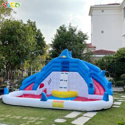 China Nylon+PVC YARD Summer Water Park Inflatable Bouncy Water Slide Castles Dual Slides Pool Bouncer for sale