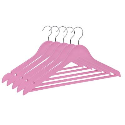 China Multifunctional Wooden Hanger Manufacturer Custom Pink Colored Wooden Hanger For Display for sale