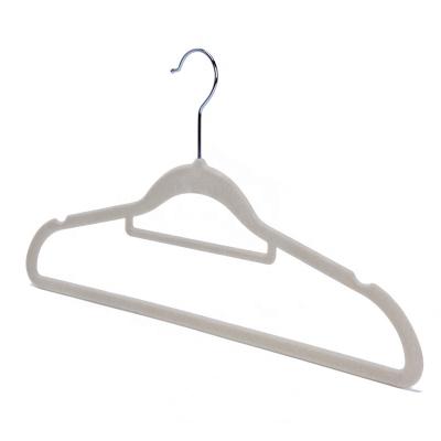 China High Quality DISPLAY Household Flock Printing Slip-Resistant Velvet Hanger Plastic Hangers For Clothes for sale