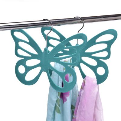 China Classic/Postmodern New Butterfly Shaped Scarf Tie Hanger Fancy Velvet Hanger Accessories Organizer for sale