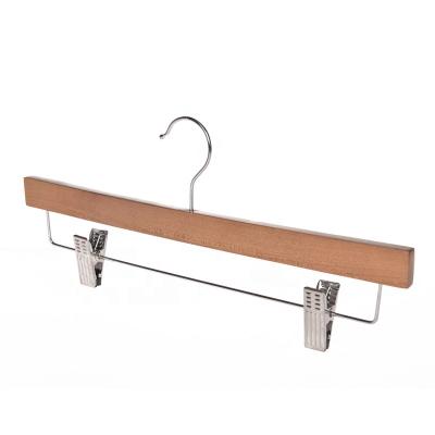 China Supplier WinSun Hot Sale Modern Rated Natural Wooden Panty Hanger With Clips For Adult Pants for sale