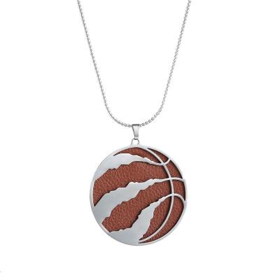 China Environment friendly; Customized Hot Trending Interchangeable Leather Titanium Necklace Nickel Free Necklaces Sports Basketball For Men for sale