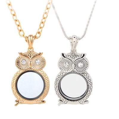 China Hot Selling Gold Plating Alloy Nickel Free Owl Pendant Floating Locket Jewelry KTPD09-G Glass for sale