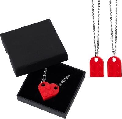 China Romantic Trendy Necklace For Couples Friendship Heart Pendant Shaped 2 Piece Jewelry Set Gifts For Him Her for sale