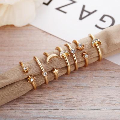 China Gold Chain Nickel Free Bohemian Rings Set For Women Fashion Boho Coin Snake Moon Rings Party 2022 Trend Jewelry Gift for sale