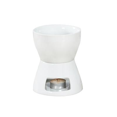 China Viable Wholesale Ceramic Butter Fondue Warmer Hot Melt Cheese Chocolate Candle Wax Hot Pot for sale