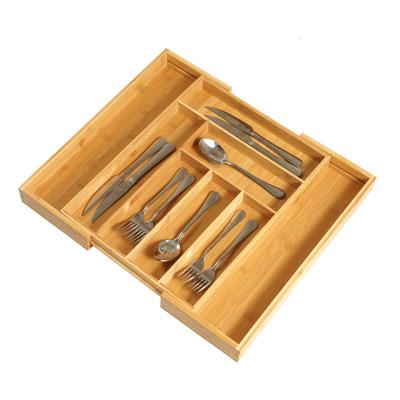 China New Arrival Kitchen Utensil Rack Spice Drawer Dividers Adjustable Expandable Cutlery Bamboo Tray for sale