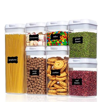 China New Arrival 7PCS Food Storage Container Kitchen Fridge Viable Plastic Clear Cereal Rice Airtight Organization Box for sale