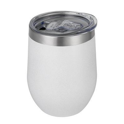 China New Arrival 12oz Vacuum Stainless Steel Viable Double Walled Sublimation Frosted Wine Tumbler Glasses Travel Tumbler Coffee Water Cup for sale