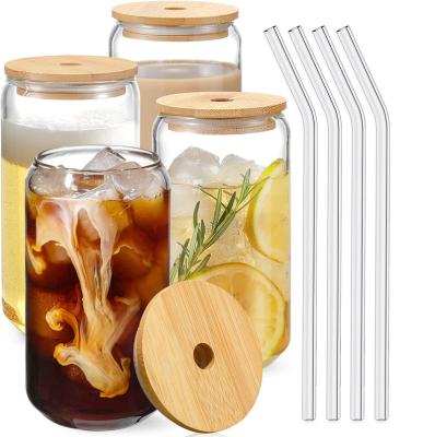 China Fashion New Arrival 16oz Clear Reusable Fruit Juice Iced Coffee Beer Drinking Glasses Tumbler Cups Milk Container Water Bottle for sale