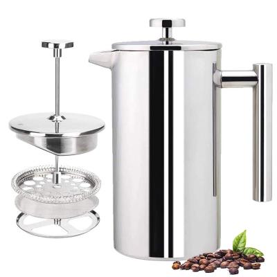 China Sustainable New Arrival Household 350/800/1000ML Portable Stainless Steel Heavy Duty French Press Insulated Coffee Espresso Maker Coffee Pot for sale