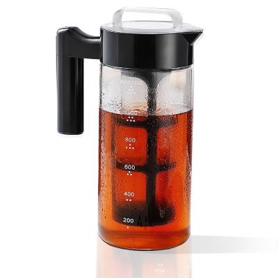 China WITH LID New Arrival Wholesale 1300ML High Quality Portable Glass Cold Brew Coffee Maker Bottle Coffee Tea Kettle with Mesh Filter for sale