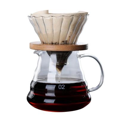 China Sustainable New Arrival Household Reusable 300/500/700ML Portable Manual Glass Pour Over Coffee Starter Coffee Filter Dripper Coffee Maker for sale