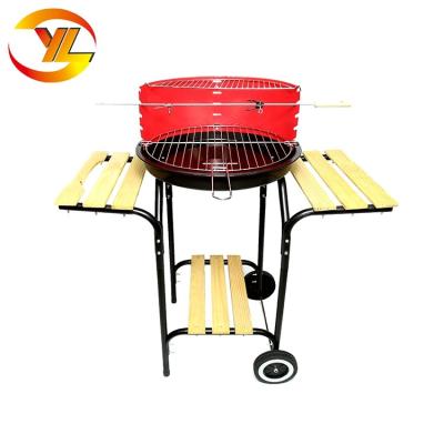 China Single Adjustable Single Size Charcoal Barbecue Trolley Cart Round Size Barbecue Grill for sale