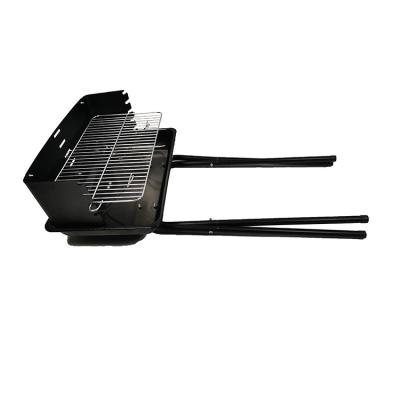 China Black Color Rectangle Foldable Single Folding BBQ Grill Portable Charcoal Grill for sale