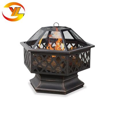 China Outdoor Fire Stocked Pit Bowl Fireplace Charcoal Brazier Cast Iron Unique Garden Design for sale