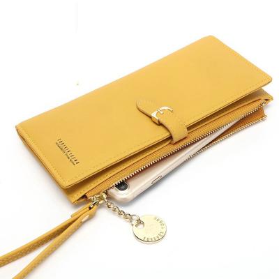 China Hot Selling Simple Women's Simple Solid Color Material Clutch Large Capacity Zipper Buckle Pendant Wallet Waterproof for sale