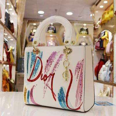 China 2021 Fashion Sequin Designer Famous Brand Purses Bag A Bolsos Leather Embroidered Main Luxury Handbags For Women for sale