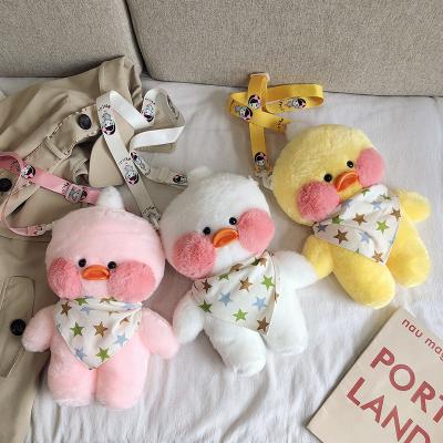 China 2021 Hot Sale Daily New Cute Cartoon Plush Designer Yellow Small Duck Messenger Purse Bag for sale