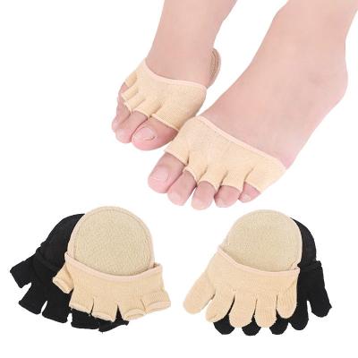 China New Design Soft Wholesale Woman Summer Forefoot High Heeled Five Finger Sock Pads Toe Separator Elasticity Foot Care Half Insoles for sale