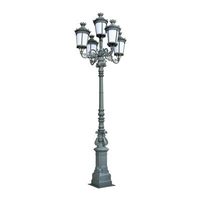 China LANDSCAPE high quality outdoor decorative antique cast iron aluminum triple arm street light post led garden post RHS-16387 for sale