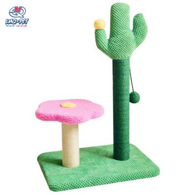 China Sustainable Cactus Sisal Cat Climbing Frame Cat Tower Trees Scratcher Furniture Playing Cat Climbing Tree for sale